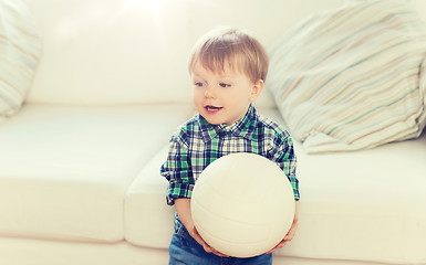 Image showing happy little baby boy with ball at home