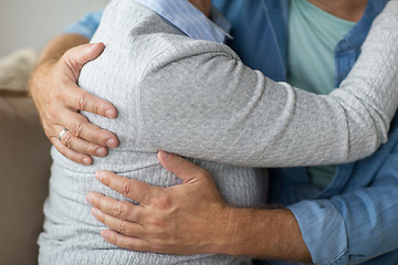 Image showing close up of married senior couple hugging