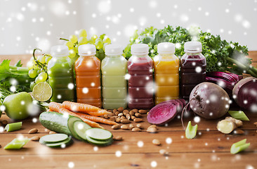 Image showing bottles with different fruit or vegetable juices