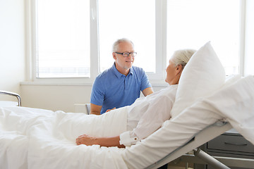 Image showing senior couple meeting at hospital ward