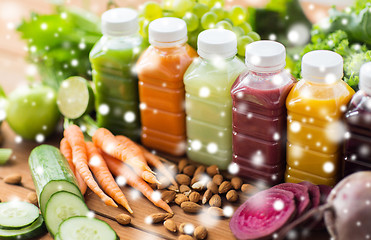 Image showing bottles with different fruit or vegetable juices