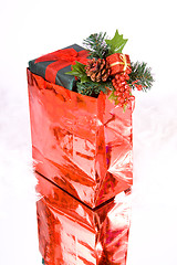 Image showing Bag with Present on a Mirror