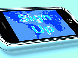 Image showing Sign Up Mobile Screen Shows Online Registration