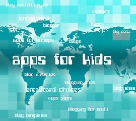 Image showing Apps For Kids Represents Application Software And Words