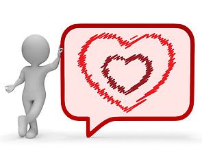 Image showing Heart Speech Bubble Represents Valentine Day 3d Rendering