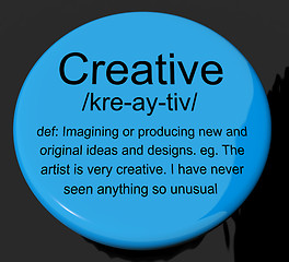 Image showing Creative Definition Button Showing Original Ideas Or Artistic De