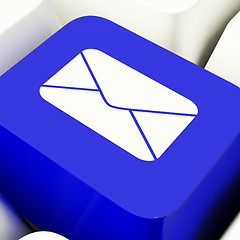 Image showing Envelope Computer Key In Blue For Emailing Or Contacting