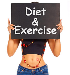 Image showing Diet And Exercise Sign Shows Weight Loss Advice