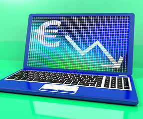 Image showing Euro With Arrow Down Showing Recession And Economic Downturn