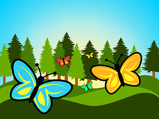 Image showing Butterfly In Summer Means Season Flying And Warm