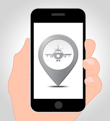 Image showing Airport Location Online Means Mobile Phone And Airfield