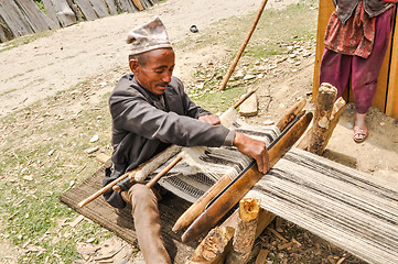 Image showing Man with loom in Nepal