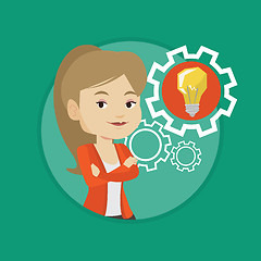 Image showing Woman with business idea bulb in gear.