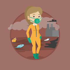 Image showing Woman in radiation protective suit.