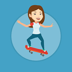 Image showing Woman riding skateboard vector illustration.