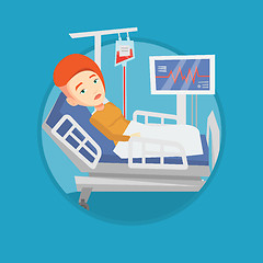 Image showing Woman lying in hospital bed vector illustration.