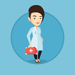 Image showing Doctor holding first aid box vector illustration.