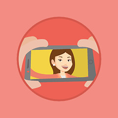 Image showing Young woman making selfie vector illustration.