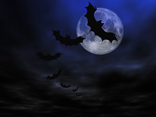 Image showing Halloween background, flying bats