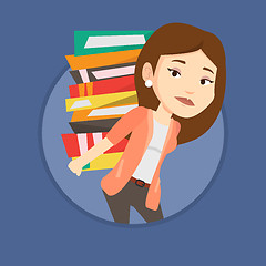 Image showing Student with pile of books vector illustration.