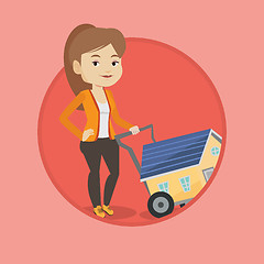 Image showing Young woman buying house vector illustration.