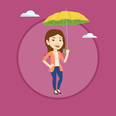 Image showing Business woman insurance agent with umbrella.