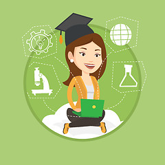 Image showing Graduate sitting on cloud vector illustration.