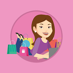 Image showing Woman shopping online vector illustration.