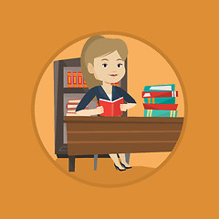 Image showing Student reading book vector illustration.