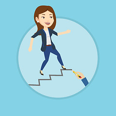Image showing Business woman running up the career ladder.