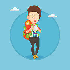 Image showing Cheerful traveler with backpack.