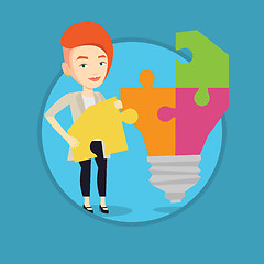 Image showing Student with idea lightbulb vector illustration.