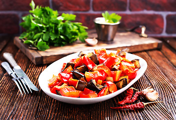 Image showing fried eggplant with other vegetables