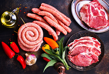 Image showing meat and sausages