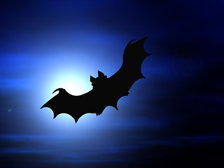 Image showing Halloween background, flying bats