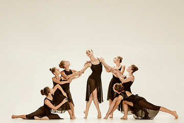 Image showing The group of modern ballet dancers