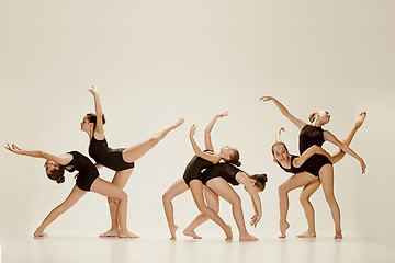 Image showing The group of modern ballet dancers