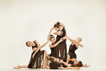 Image showing The group of modern ballet dancers