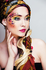 Image showing close up portrait of beauty woman with face art