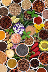 Image showing Herb Spice and Edible Flower Selection