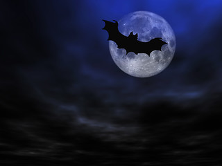 Image showing Halloween background, flying bats