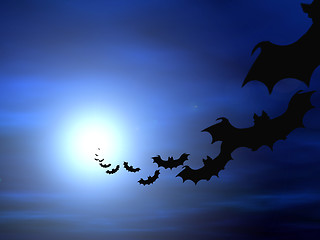 Image showing Halloween background, flying bats