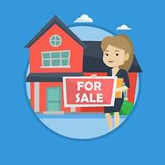 Image showing Young female realtor offering house.