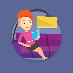 Image showing Woman reading book on sofa vector illustration.