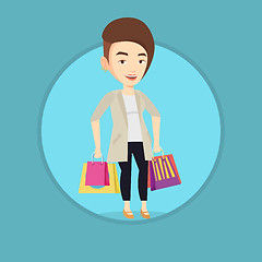 Image showing Happy woman with shopping bags vector illustration