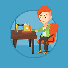 Image showing Woman shopping online vector illustration.