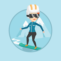 Image showing Young woman snowboarding vector illustration.