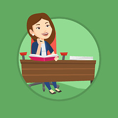 Image showing Student writing at the desk vector illustration.