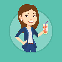 Image showing Woman drinking cocktail vector illustration.