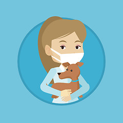 Image showing Veterinarian with dog in hands vector illustration